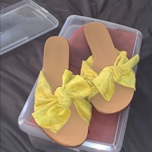 Mustard yellow bow sandals